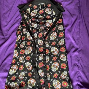 Vest button up see through